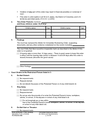 Form FL Divorce222 Immediate Restraining Order (Ex Parte) and Hearing Notice - Washington, Page 2