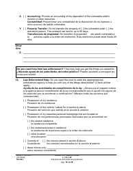 Form PO001 Petition for Protection Order - Washington (English/Spanish), Page 16