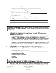 Form PO001 Petition for Protection Order - Washington (English/Spanish), Page 6