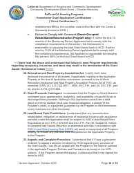 Homeowner Grant Application Certifications (&quot;grant Certifications&quot;) - Recoverca Housing Programs - California, Page 10
