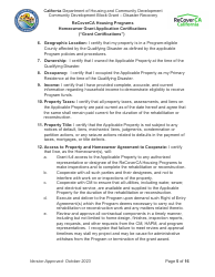 Homeowner Grant Application Certifications (&quot;grant Certifications&quot;) - Recoverca Housing Programs - California, Page 5