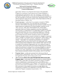 Homeowner Grant Application Certifications (&quot;grant Certifications&quot;) - Recoverca Housing Programs - California, Page 9