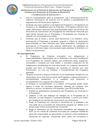 Certificaciones De La Solicitud De Subvencion De Propietario De Vivienda Para Programas De Viviendas De Recoverca - California (Spanish), Page 12