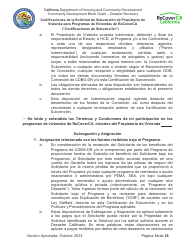 Certificaciones De La Solicitud De Subvencion De Propietario De Vivienda Para Programas De Viviendas De Recoverca - California (Spanish), Page 14