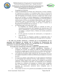 Certificaciones De La Solicitud De Subvencion De Propietario De Vivienda Para Programas De Viviendas De Recoverca - California (Spanish), Page 8