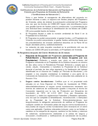 Certificaciones De La Solicitud De Subvencion De Propietario De Vivienda Para Programas De Viviendas De Recoverca - California (Spanish), Page 9