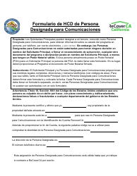 Formulario De Hcd De Persona Designada Para Comunicaciones - California (Spanish)