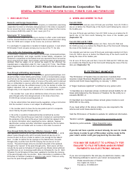 Document preview: Instructions for Form RI-1120C, RI-1120S, RI-1065 - Rhode Island, 2023