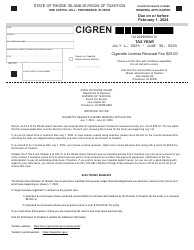 Document preview: Form CDR-1 Cigarette Dealer License Renewal(application - Rhode Island, 2025