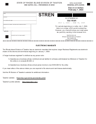 Document preview: Form STREN Retail Sales Permit Renewal(application - Rhode Island, 2025