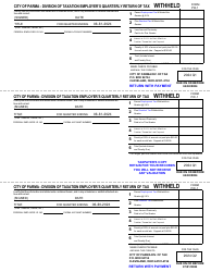 Form PW-1 Quarterly Withholdings Form - City of Parma, Ohio