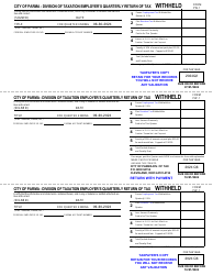 Form PW-1 Quarterly Withholdings Form - City of Parma, Ohio, Page 3