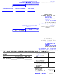 Form PW-12 (PW-1) Monthly/Quarterly Withholdings Form - City of Parma, Ohio