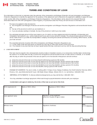Document preview: Form IMM0502 Terms and Conditions of Loan - Canada