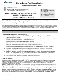 License Exempt Provider Application - Michigan, Page 7