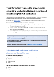 Document preview: National Security and Investment (Nsi) Act Voluntary Notification Form - United Kingdom