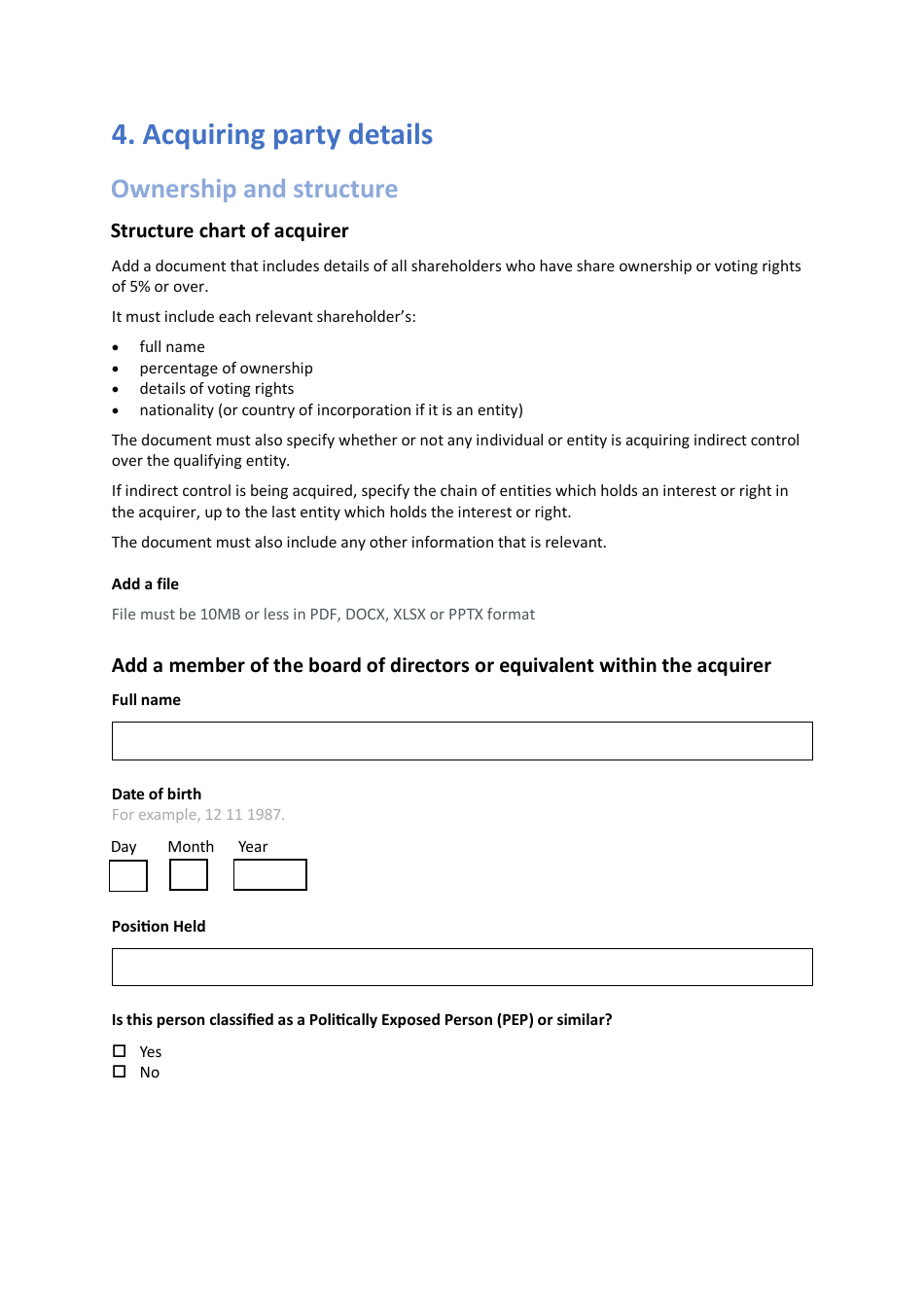 National Security and Investment (Nsi) Act Voluntary Notification Form - United Kingdom, Page 31