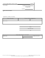 Document preview: Form GF-126B Certificate of Appearance (Subpoena) - Wisconsin