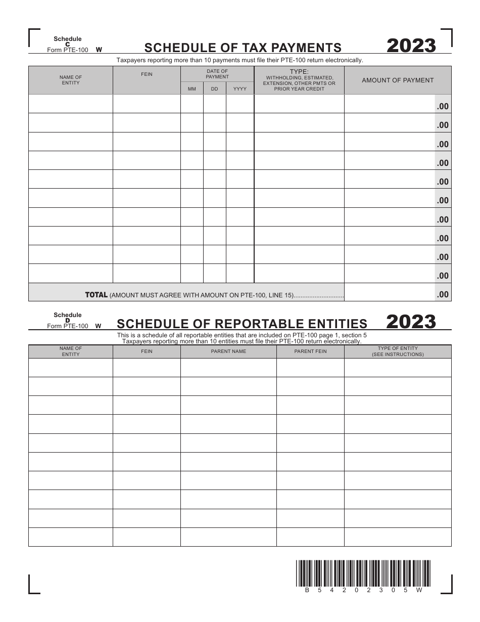 Form PTE100 Download Printable PDF or Fill Online West Virginia Tax