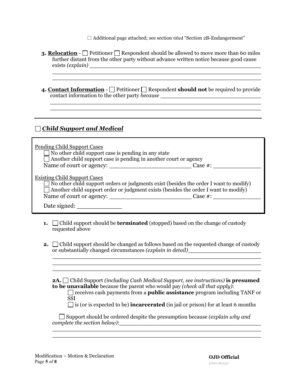 Ex Parte Motion for Order to Show Cause Re: Judgment Modification and Declaration in Support - Oregon, Page 5