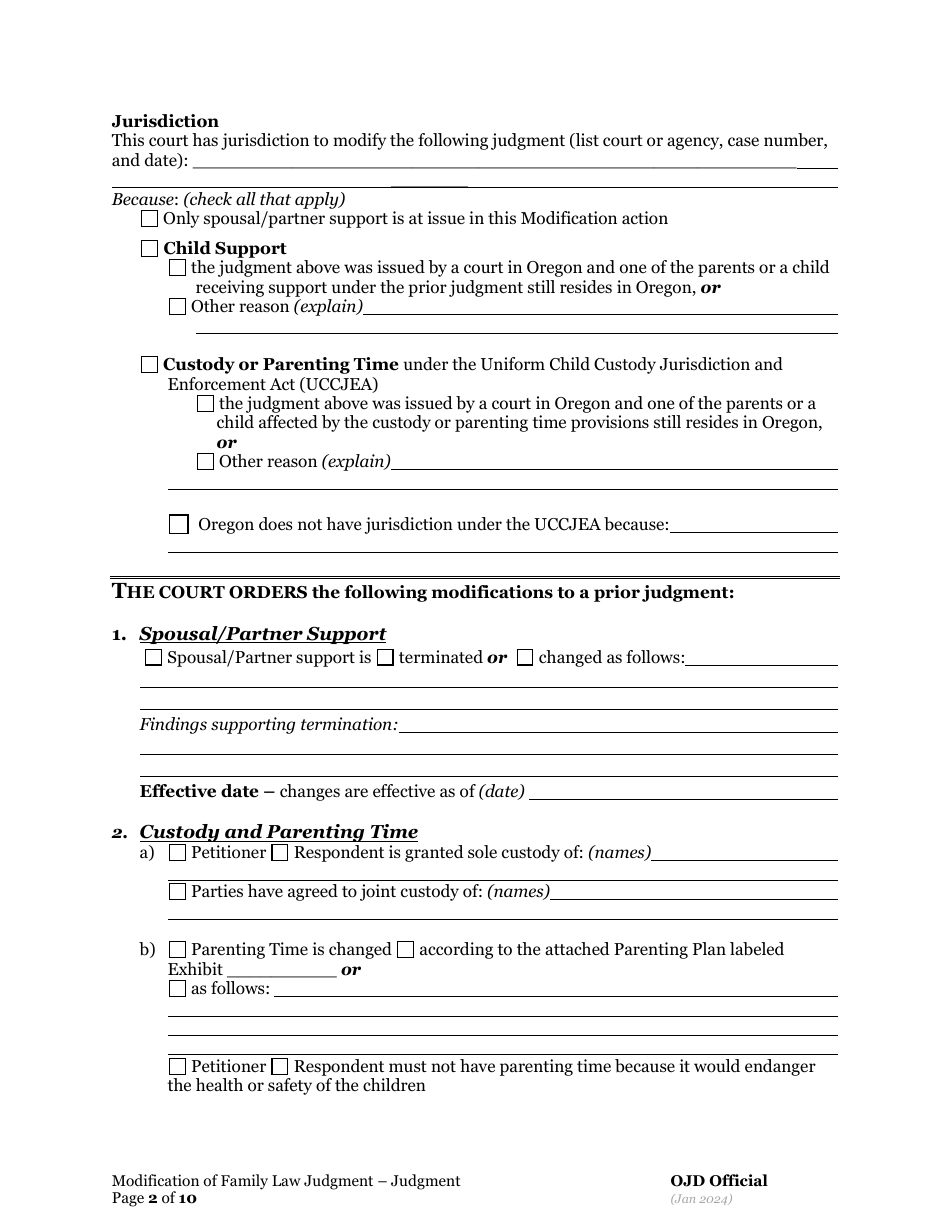 Supplemental Judgment Modifying a Domestic Relations Judgment - Oregon, Page 2