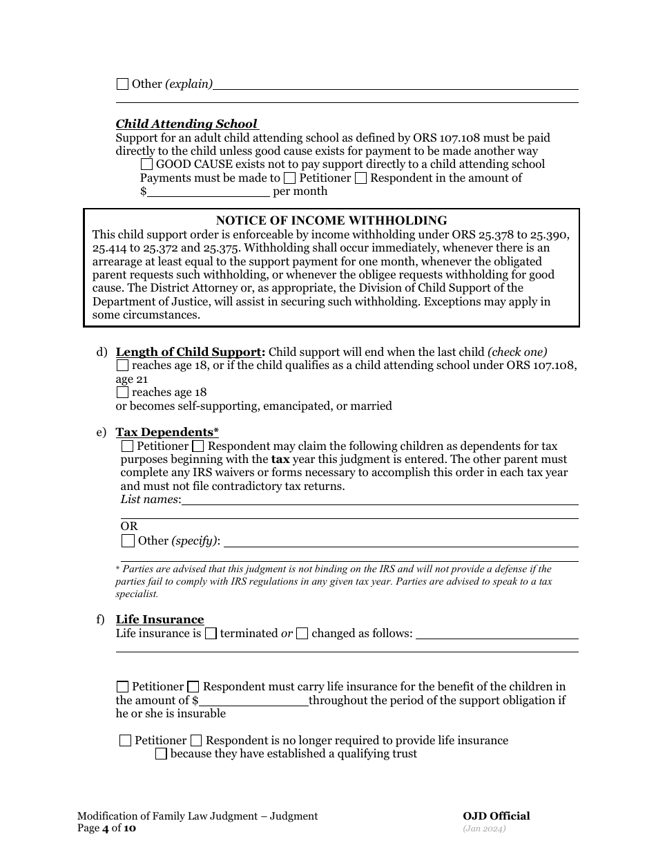 Supplemental Judgment Modifying a Domestic Relations Judgment - Oregon, Page 4
