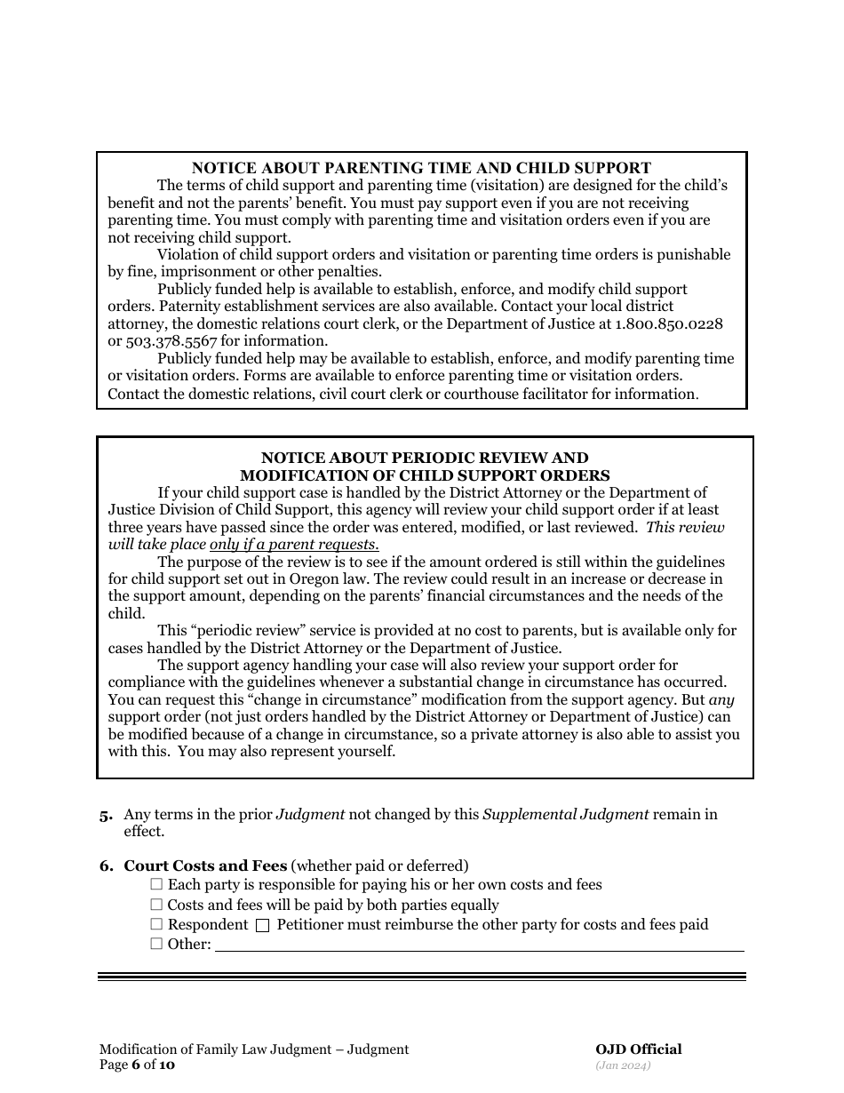 Supplemental Judgment Modifying a Domestic Relations Judgment - Oregon, Page 6