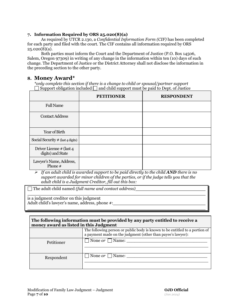 Supplemental Judgment Modifying a Domestic Relations Judgment - Oregon, Page 7