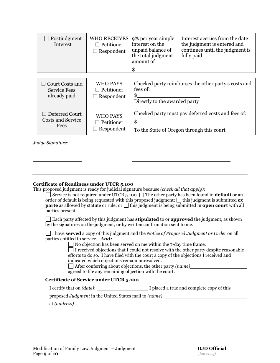 Supplemental Judgment Modifying a Domestic Relations Judgment - Oregon, Page 9