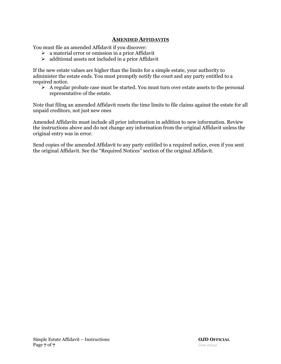 Simple Estate Affidavit - Oregon, Page 7