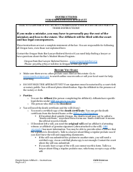 Document preview: Simple Estate Affidavit - Oregon