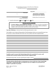 Document preview: Petition to Renew Restraining Order - Oregon