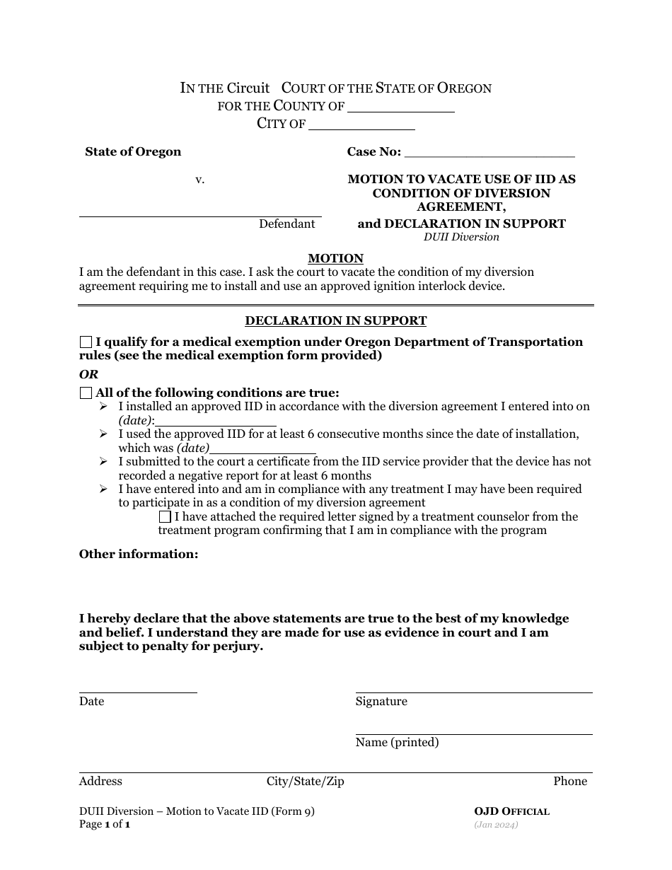 Form 9 - Fill Out, Sign Online and Download Fillable PDF, Oregon ...