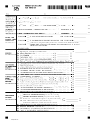Maryland Form 502 (COM/RAD-009) Resident Income Tax Return - Maryland, Page 2
