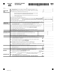 Maryland Form 502 (COM/RAD-009) Resident Income Tax Return - Maryland, Page 3