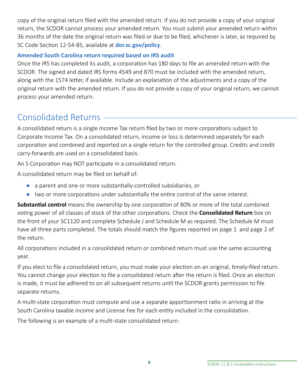 Instructions for Form SC1120, SC1120S - South Carolina, Page 10