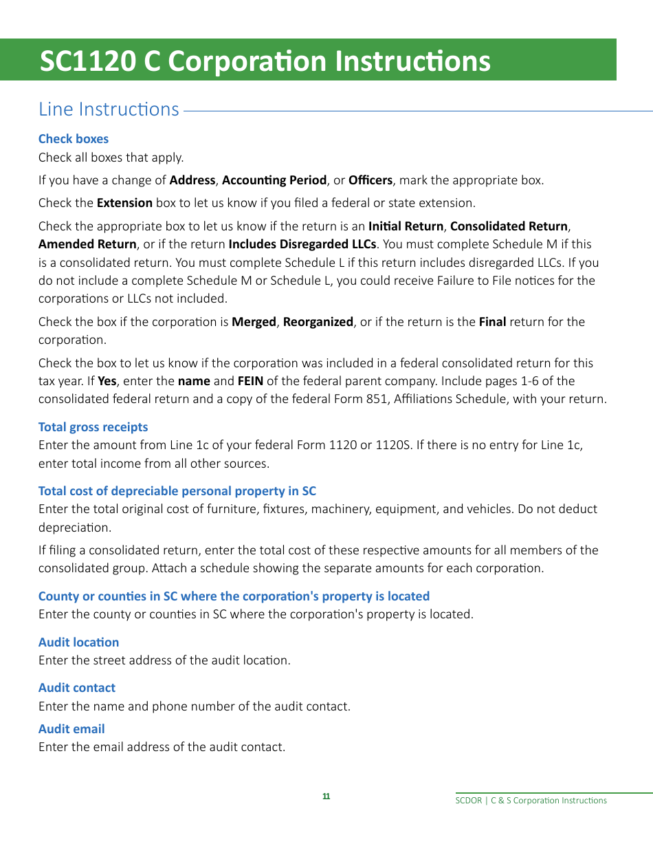 Instructions for Form SC1120, SC1120S - South Carolina, Page 13