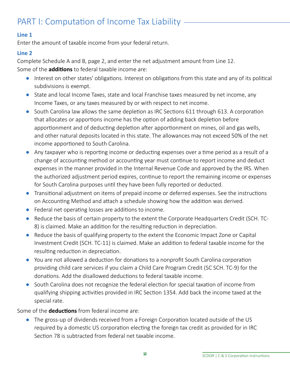 Instructions for Form SC1120, SC1120S - South Carolina, Page 14
