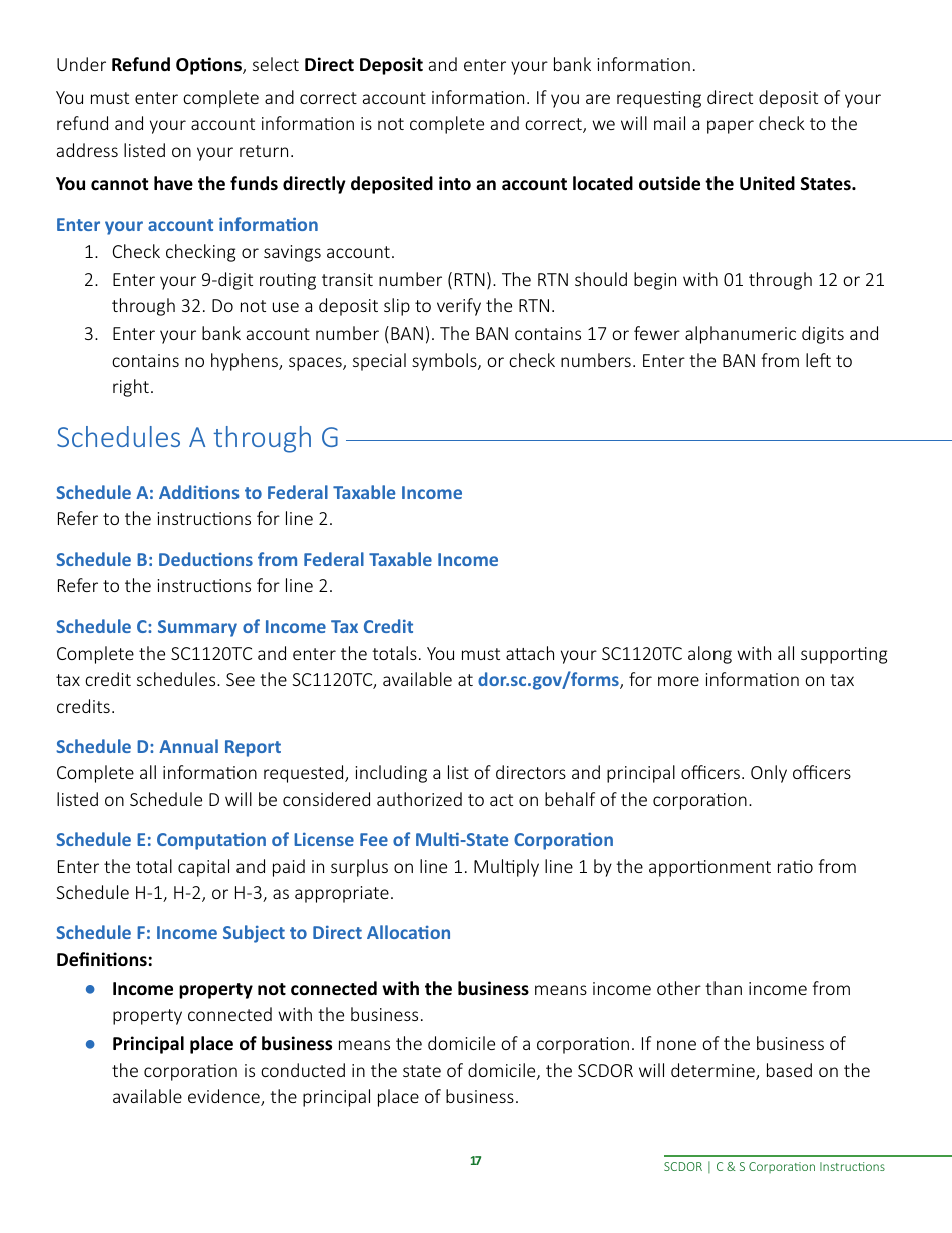 Instructions for Form SC1120, SC1120S - South Carolina, Page 19