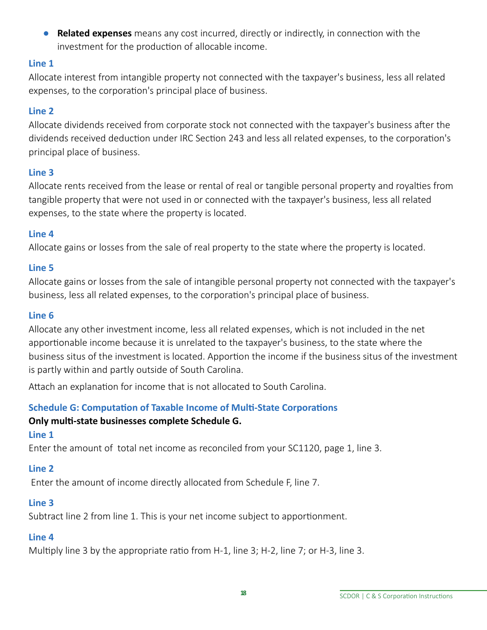 Instructions for Form SC1120, SC1120S - South Carolina, Page 20