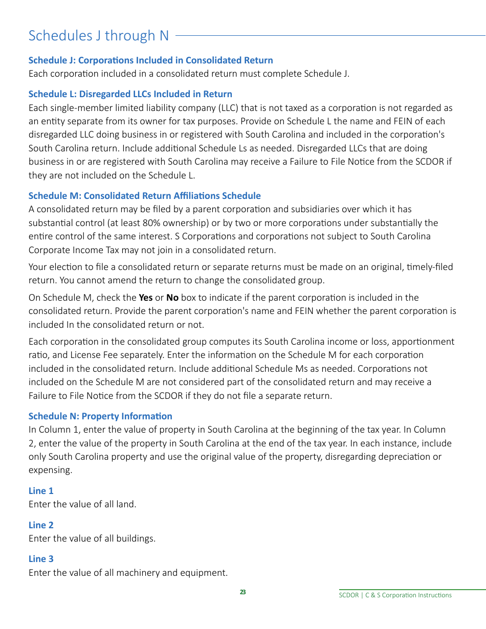 Instructions for Form SC1120, SC1120S - South Carolina, Page 25