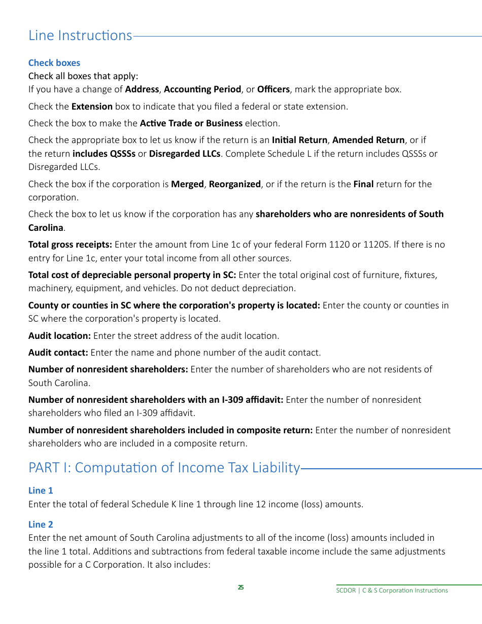 Instructions for Form SC1120, SC1120S - South Carolina, Page 27