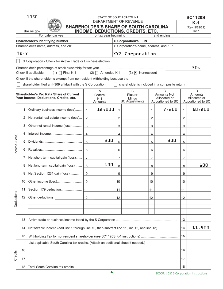 Instructions for Form SC1120, SC1120S - South Carolina, Page 38