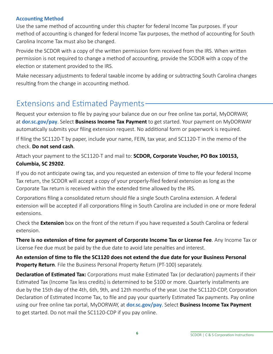 Instructions for Form SC1120, SC1120S - South Carolina, Page 8