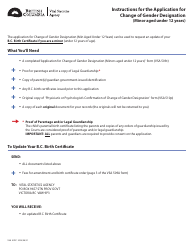 Document preview: Form VSA509C Application for Change of Gender Designation (Minors Aged Under 12 Years) - Changing B.c. Birth Certificate/Registration - British Columbia, Canada