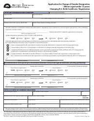 Form VSA509C Application for Change of Gender Designation (Minors Aged Under 12 Years) - Changing B.c. Birth Certificate/Registration - British Columbia, Canada, Page 2