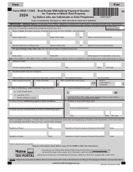 Document preview: Form REW-1-1040 Real Estate Withholding Payment Voucher for Transfer of Maine Real Property by Sellers Who Are Individuals or Sole Proprietors - Maine, 2024