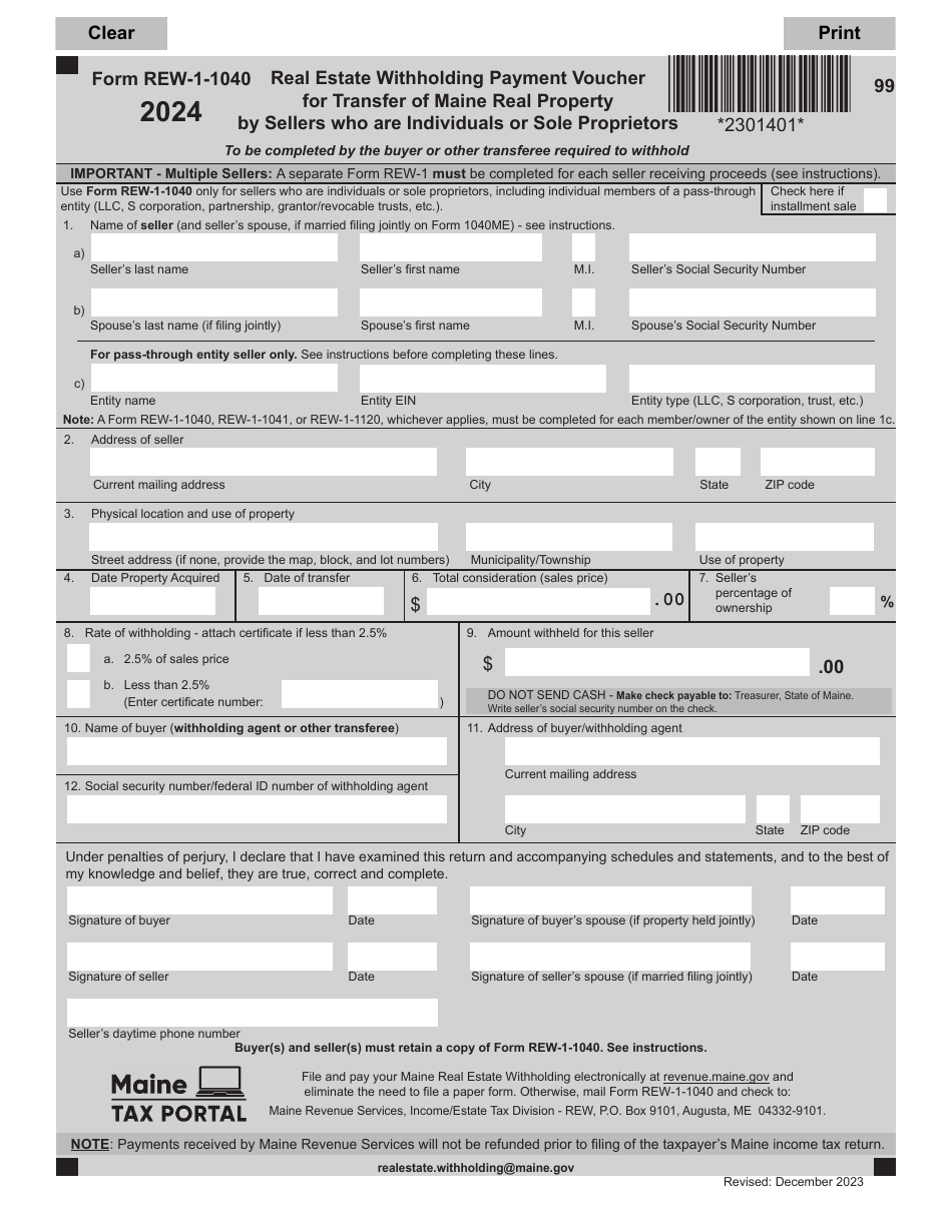 Form REW11040 Download Fillable PDF or Fill Online Real Estate