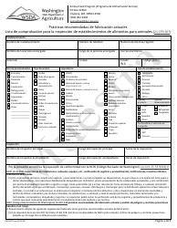 Document preview: Formulario AGR-4397-SPA Practicas Recomendadas De Fabricacion Actuales - Lista De Comprobacion Para La Inspeccion De Establecimientos De Alimentos Para Animales - Sample - Washington (Spanish)