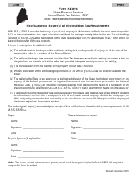 Document preview: Form REW-4 Notification to Buyer(S) of Withholding Tax Requirement - Maine